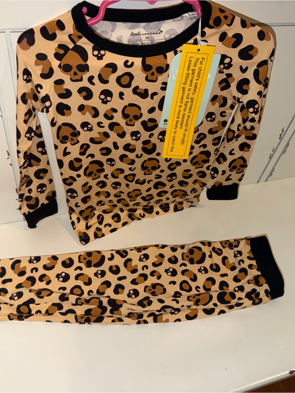 Kids Leopard Skull Print Bottoms - Tan/Black